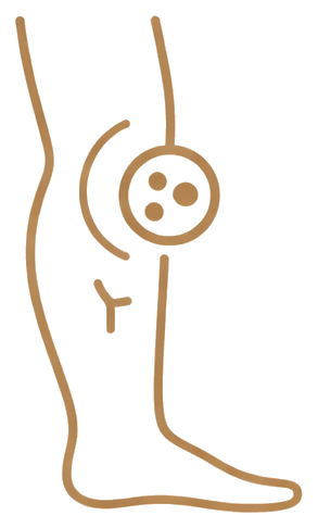 Ícone ilustrativo sobre sinais de trombose nas pernas